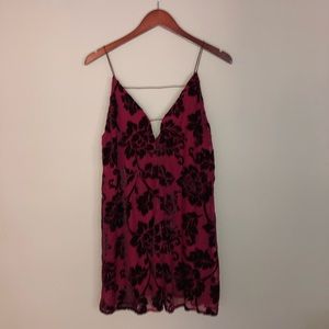 Strappy, maroon, velvet flower patterned dress